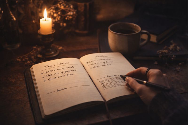 Cozy witchy planner setup for nervous system friendly productivity and gentle planning