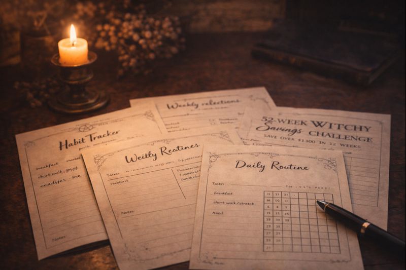 Cozy witchy productivity planner collection designed for nervous system friendly planning