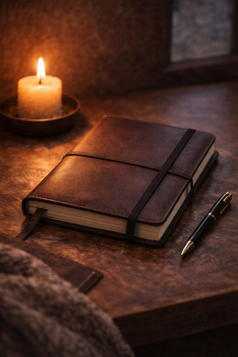 Closed planner and candle representing burnout and the pressure of consistency in productivity