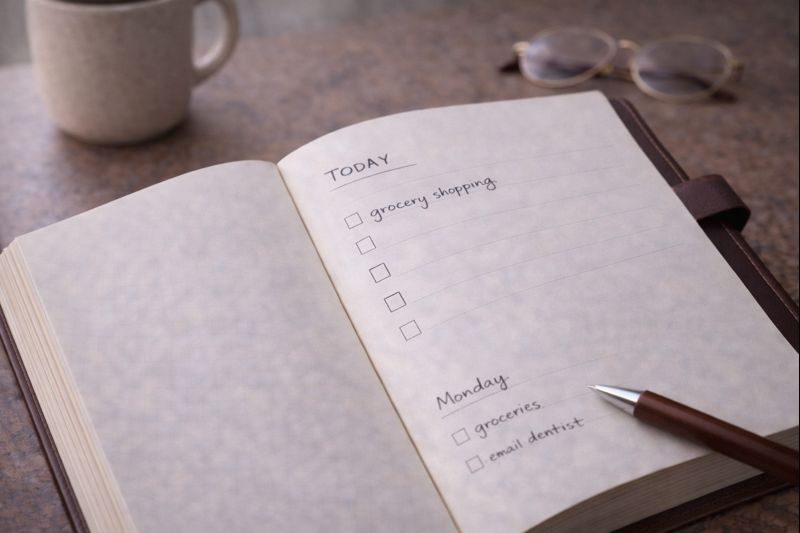 Daily planner page with limited space showing contained planning
