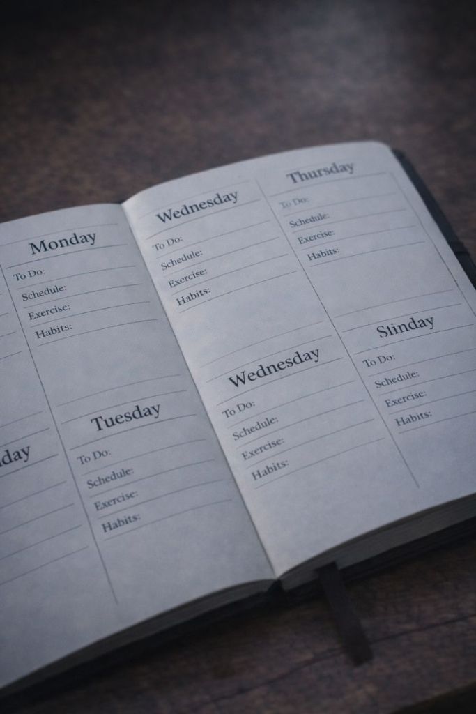 Rigid daily planner layout showing pressure to maintain consistency every day