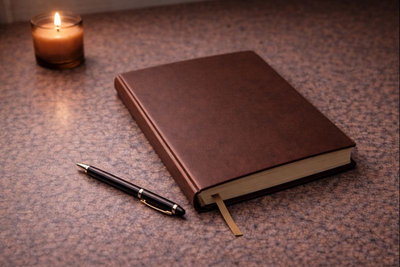 Closed planner and pen representing the desire to start a task while feeling mentally stuck