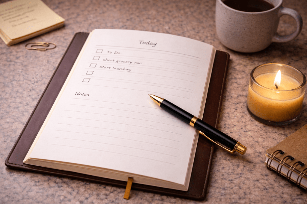 Minimal planner page showing reduced tracking and lower mental load