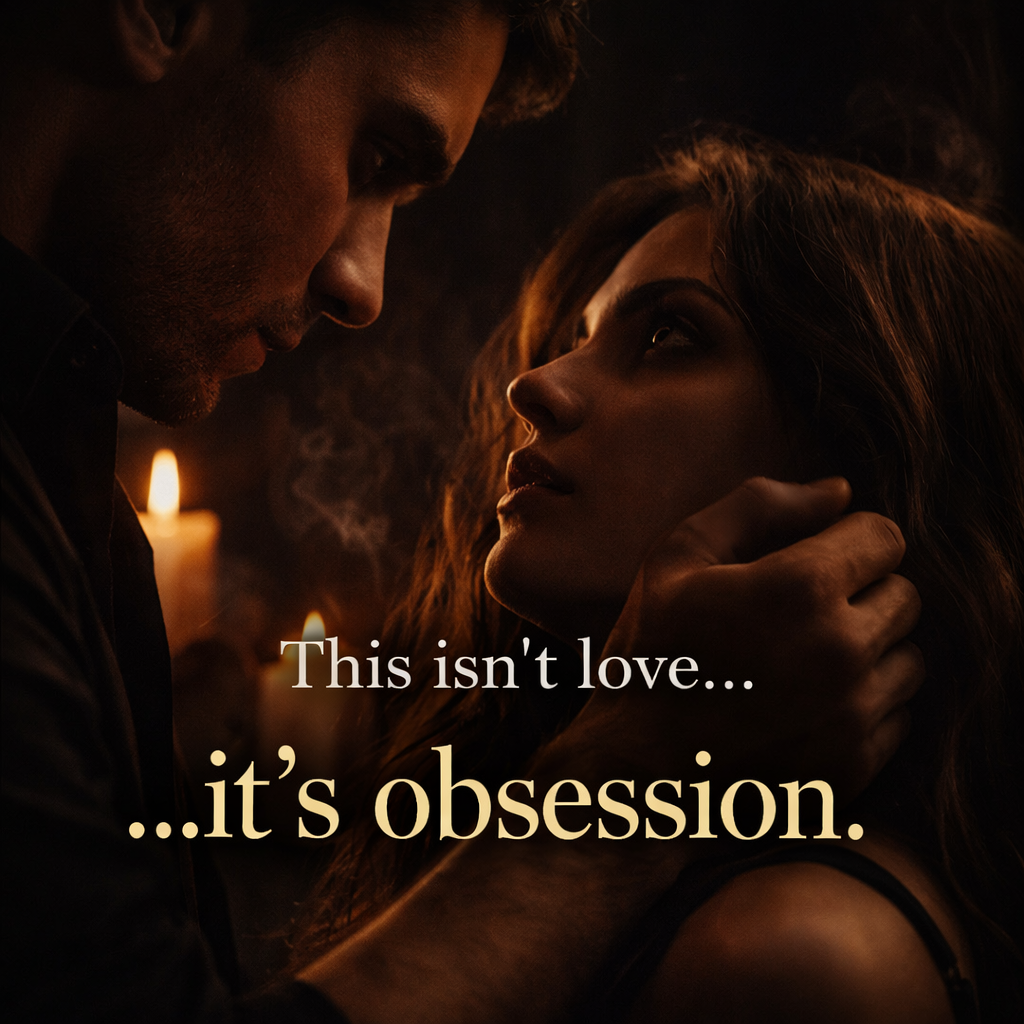 Dark romance obsession aesthetic couple intense tension candlelight