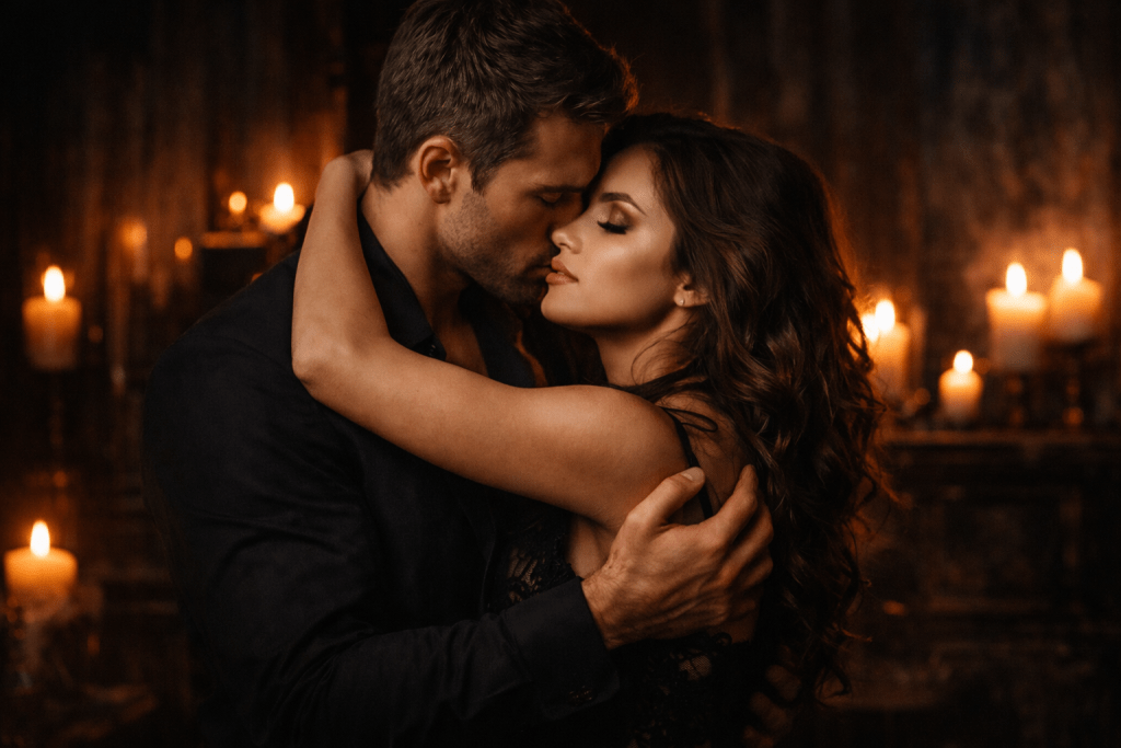 Dark romance couple showing obsessive possessive relationship