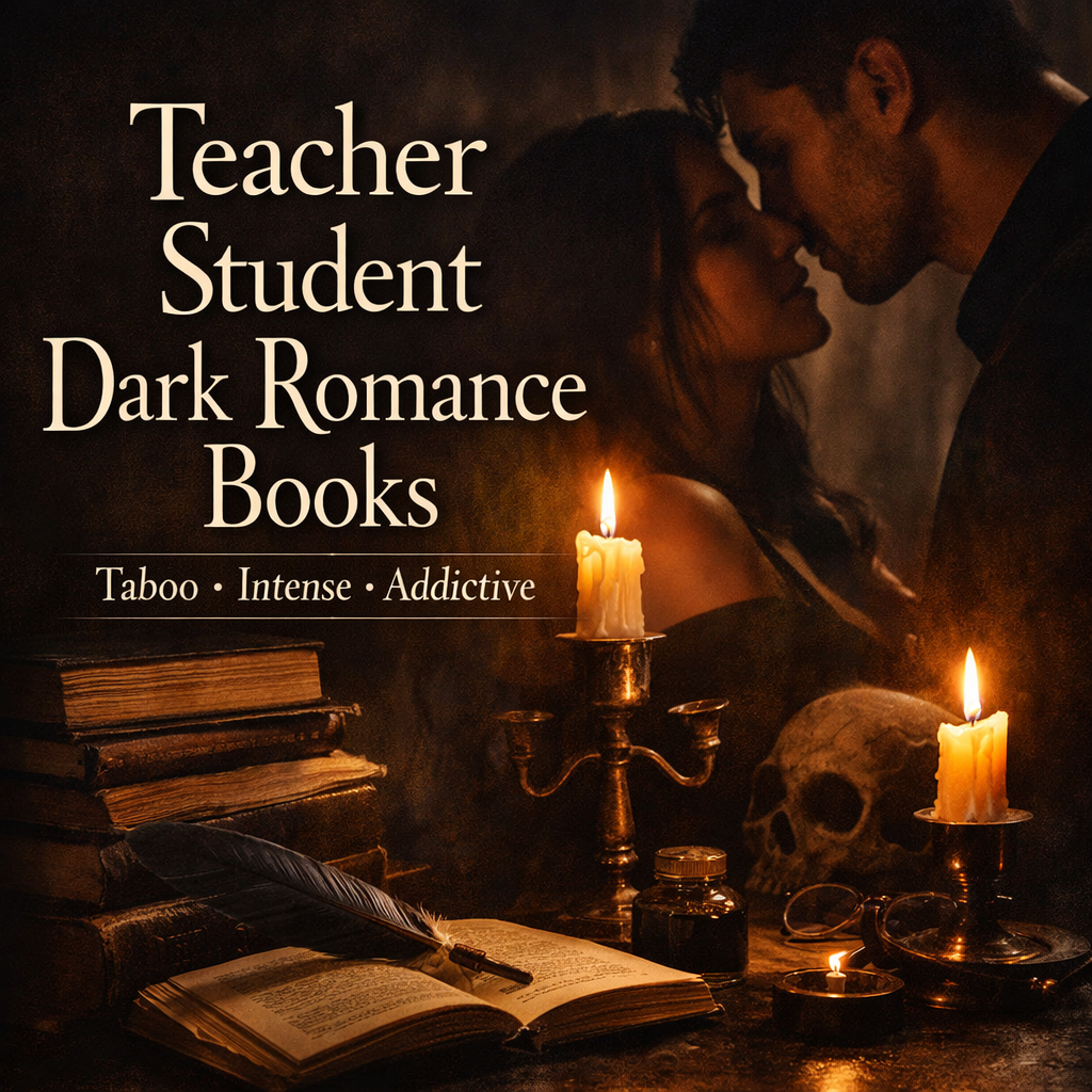 Teacher student dark romance books aesthetic with candlelight and forbidden romance vibe