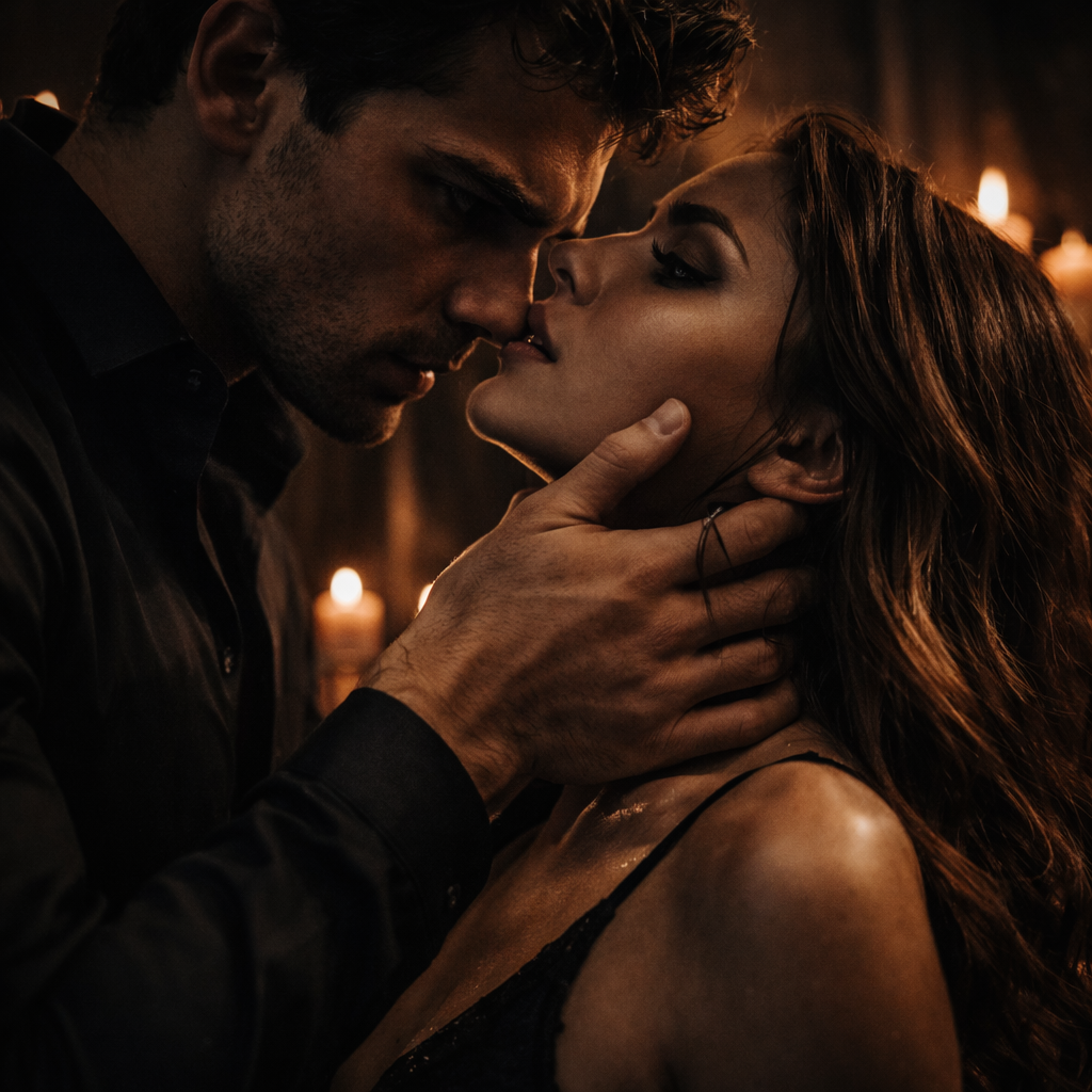 Possessive dark romance couple with intense power dynamic and obsession