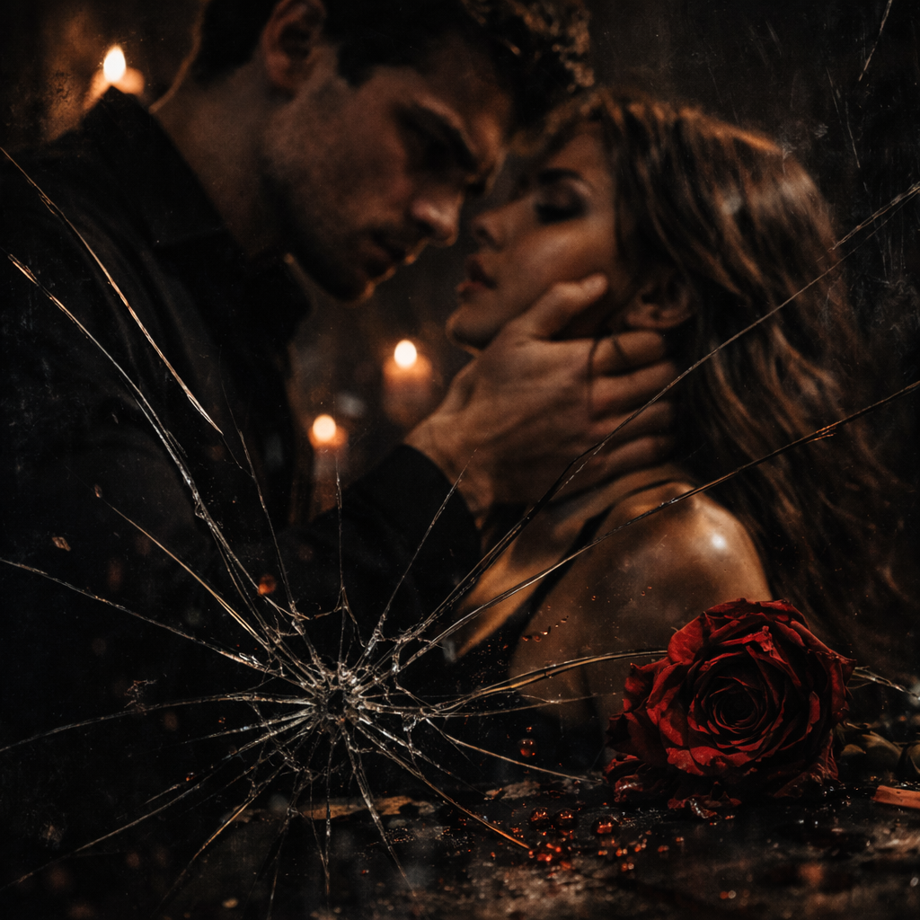 Dark romance revenge and obsession aesthetic with dramatic moody lighting