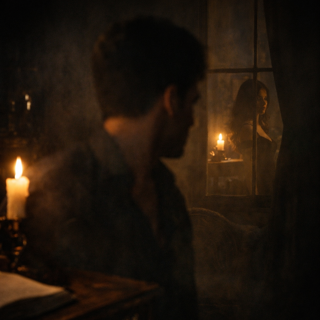 stalker dark romance aesthetic man watching woman from distance obsessive love
