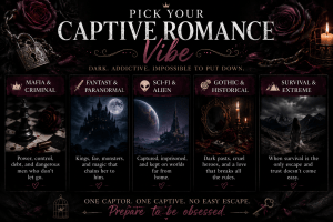 Best captive romance books by vibe graphic featuring mafia, fantasy, sci-fi, and dark romance categories