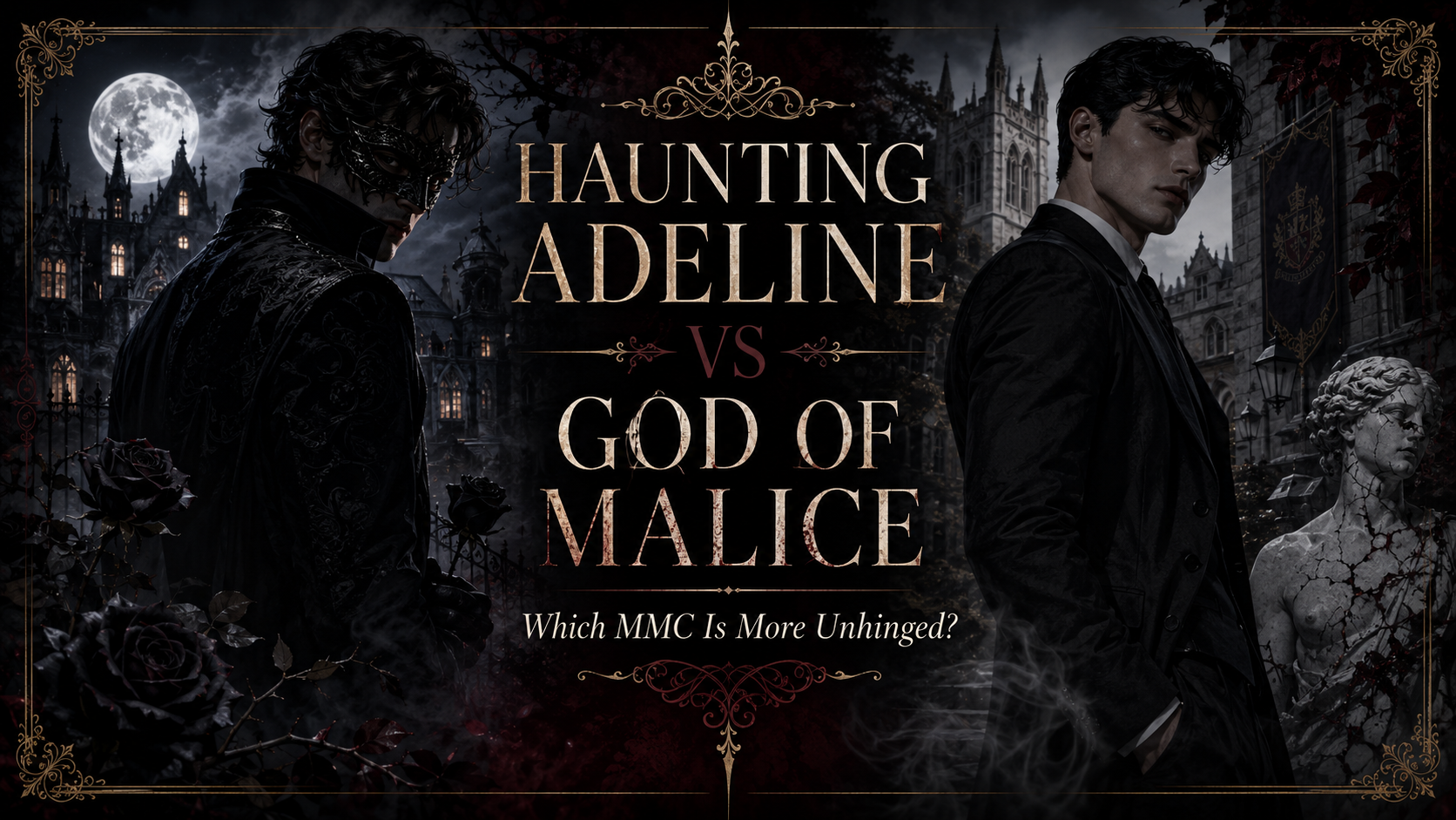 Haunting Adeline vs God of Malice comparison featuring two dangerous dark romance male leads