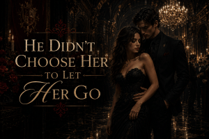Possessive dark romance couple in an elite secret-society ballroom