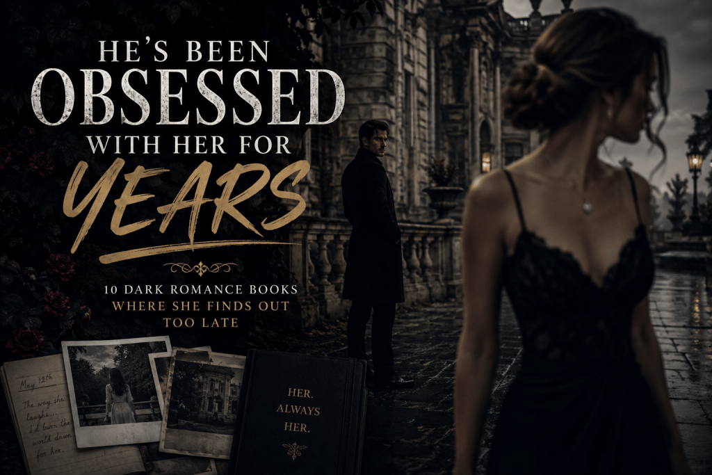 Dark romance books where he has been obsessed with her for years featuring a mysterious possessive man watching a woman from afar.