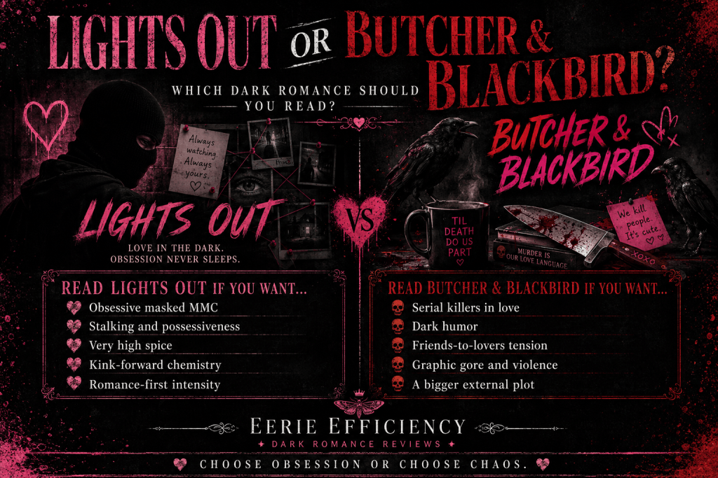 Lights Out or Butcher & Blackbird decision guide for dark romance readers choosing their next book