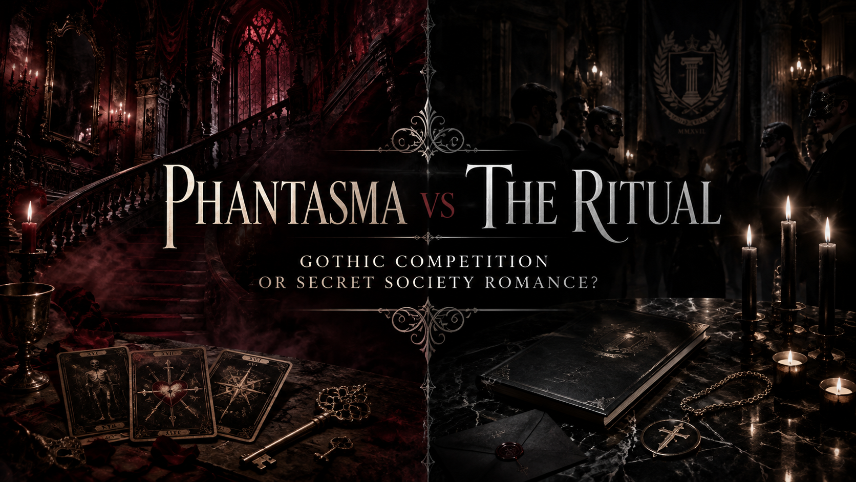 Phantasma vs The Ritual dark romance comparison featuring gothic competition and secret society themes