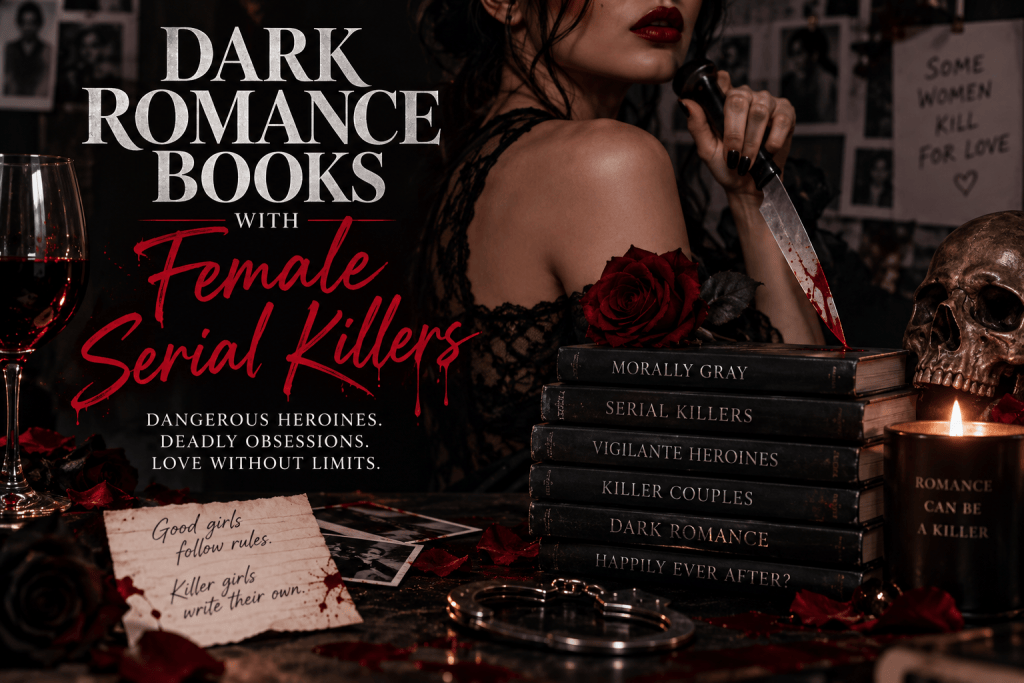 Dark romance books with female serial killers featuring dangerous heroines, vigilante killers, and morally gray FMCs